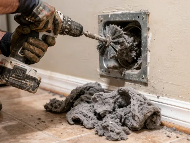 Certified Covina Dryer Vent Cleaning technician performing dryer vent cleaning in Covina