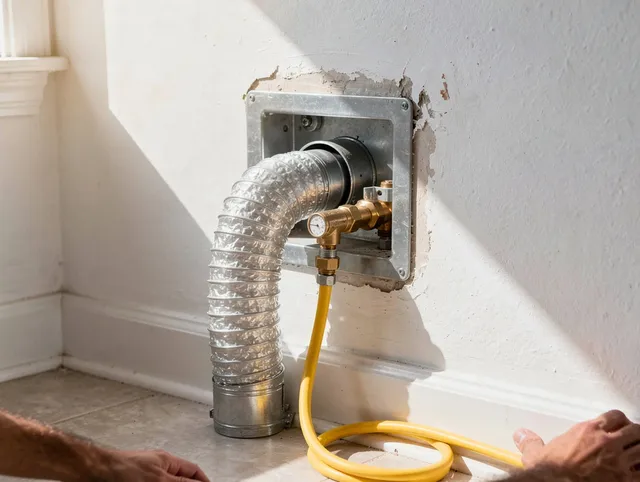 Covina Dryer Vent Cleaning certified technician performing specialized gas dryer vent cleaning in Covina
